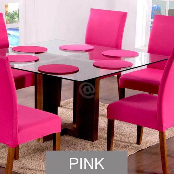 Imagem de Sousplat Com Base MDF E Capas Com Elástico 35cm x 35cm Em Malha Gel Lisa Kit 06 Peças - Pink