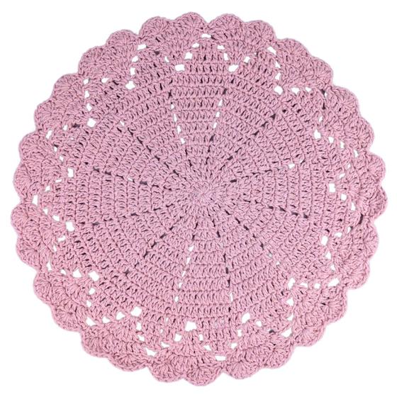 Imagem de Sousplat Crochê Barbante 6 Rosa Claro de Mesa Redondo Feito A Mão Decoração Linda Para Sua Mesa