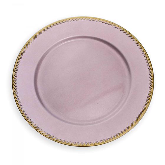 Imagem de Sousplat de Plástico Rosa e Dourado 33 cm - D'Rossi