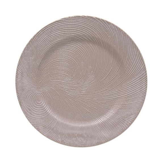 Imagem de Sousplat em plástico Copa&Cia Galles Flat 33cm riscas taupe