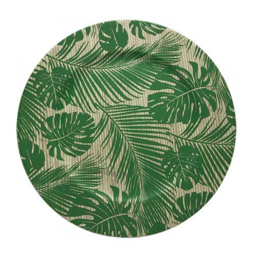 Imagem de Sousplat Palm Beach Estampado Verde - 33cm - Eleve o Luxo em sua Casa com Nosso Sousplat Clássico! - Estilo Requinte em Decoração!