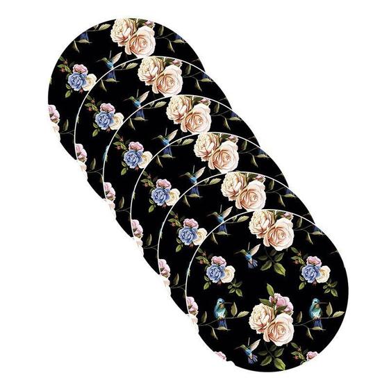 Imagem de Sousplat Pássaros Preto