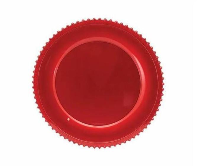 Imagem de Sousplat Redondo Borda Decorada Vermelho 33 Cm