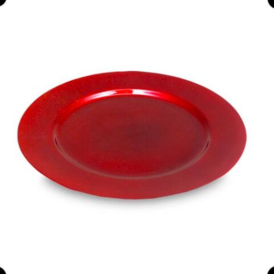 Imagem de Sousplat Redondo Liso Vermelho em Polipropileno - 33cm