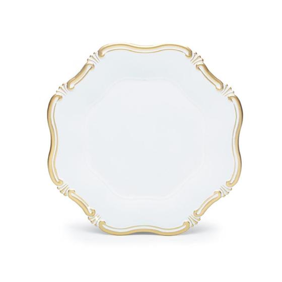 Imagem de Sousplat tipo Bandeja de Plástico para pratos Lugar Americano Branco com Arabesco Dourado 33 cm 1 Un