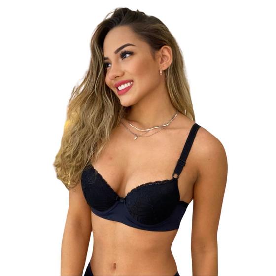 Imagem de Soutien Renda com Barbatanas Lingerie Sutiã Feminino C Renda