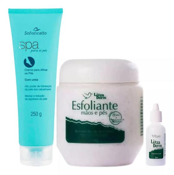 Imagem de Spa para os Pés Creme para afinar + Esfoliante Mãos e Pés Lizza Derm + Loção para os pés Lizza Derm
