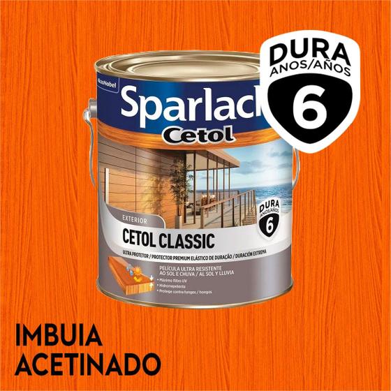 Imagem de Sparlack Cetol Classic Acetinado Exterior 3,6 Lt Dura 6 Anos acetinado  imbuia, canela, cedro