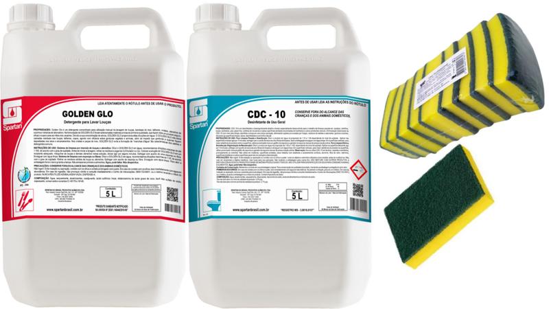 Imagem de Spartan Golden Glo Detergente e CDC10 Desinfetant 5L+Esponja