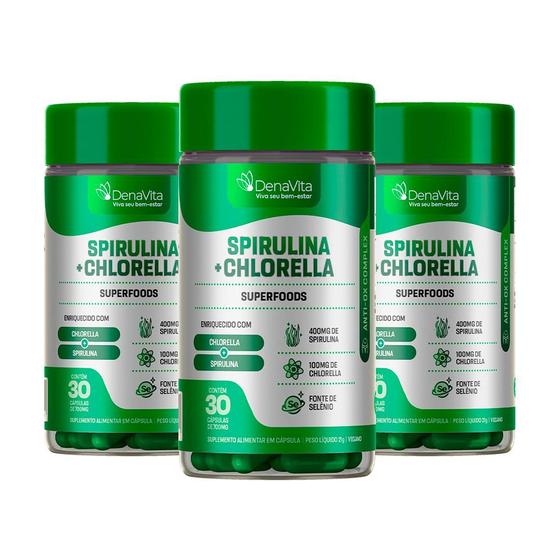 Imagem de Spirulina 2x1, Superfoods, Rico em Proteínas, Vitaminas B, Selênio, Vegano, Denavita