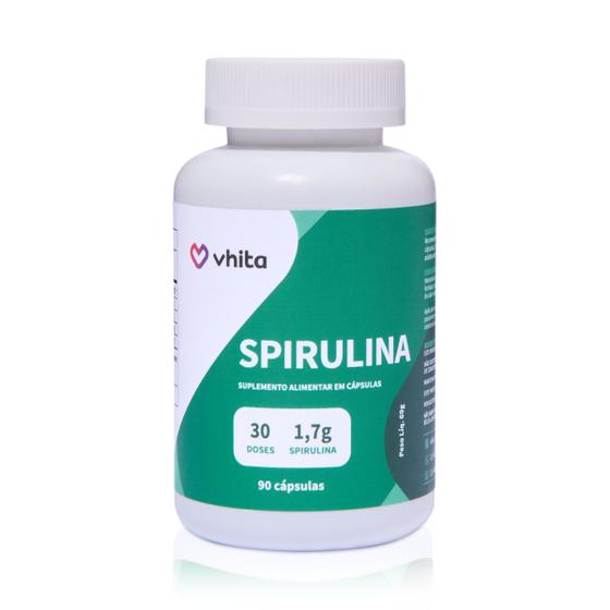 Imagem de Spirulina cápsula natural importada de 1,7g por dose com Proteína e Ferro Vhita