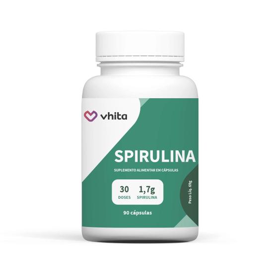 Spirulina cápsula natural importada de 1,7g por dose com Proteína e