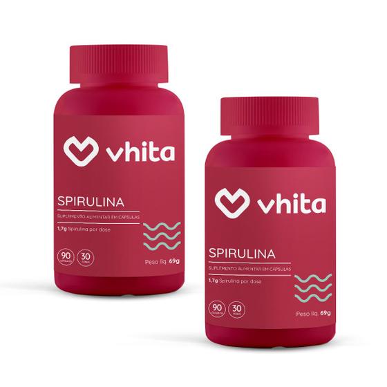 Imagem de Spirulina Cápsulas Natural de 1,7g Com Proteína e Ferro Importada 90 cápsulas Vhita 2 unidades