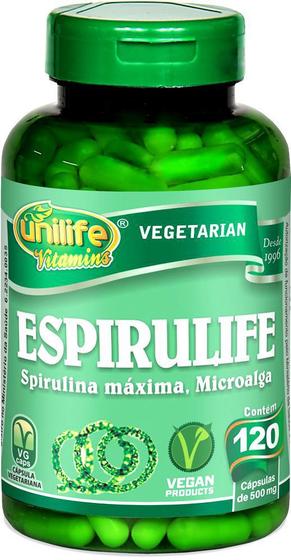 Imagem de Spirulina Espirulife Microalga Unilife 120 cápsulas de 500mg