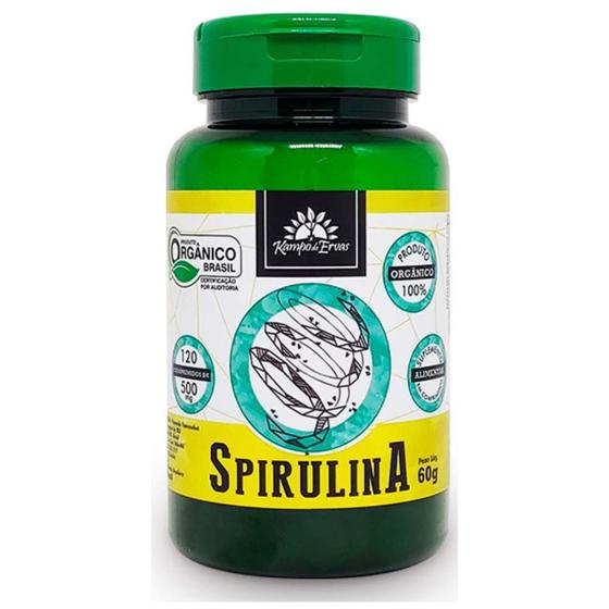 Imagem de Spirulina Orgânica Pura Alga 500mg Kampo de Ervas 120 compr