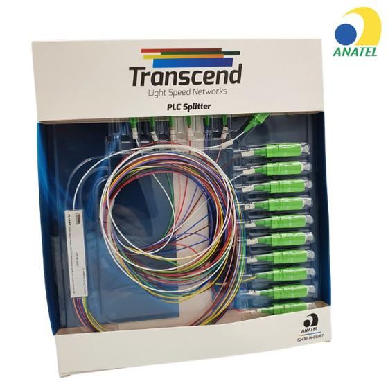 Imagem de Splitter Óptico 1x16 com conectores SC/APC Anatel Transcend