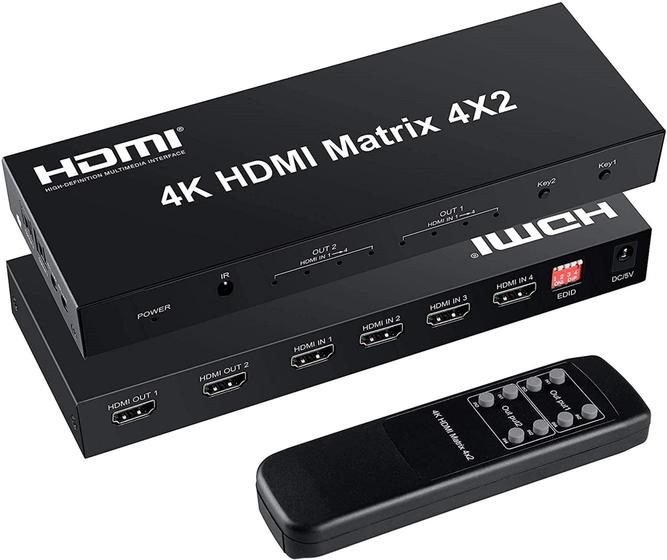 Splitter Switch Matriz 2x4 Hdmi 4k 2k Ultra Full Hd 3d Fonte Menor preço em Splitter Switch Matriz 2x4 Hdmi 4k 2k Ultra Full Hd 3d Fonte