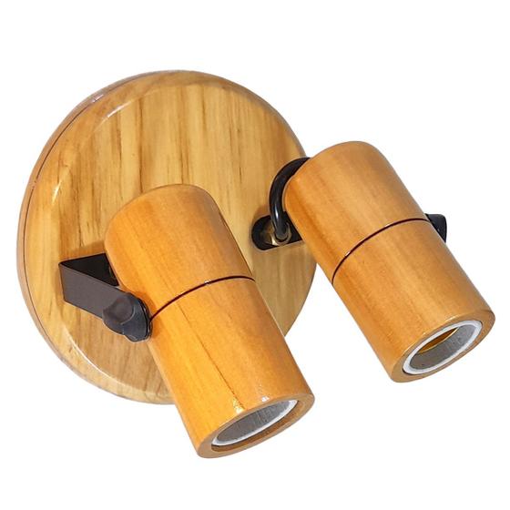 Imagem de Spot duplo de madeira luminária para 2 lâmpadas teto ou parede para cima do espelho plafon.
