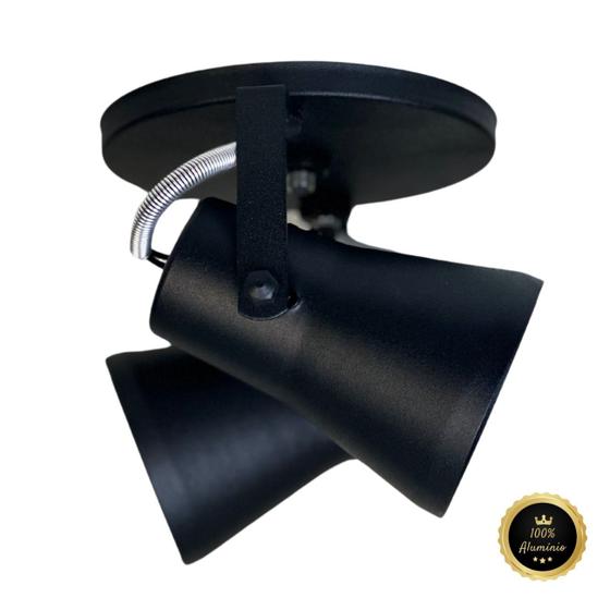 Spot Duplo de Teto Sobrepor Preto em Alumínio Luminária Moderna Direcionável Menor preço em Spot Duplo de Teto Sobrepor Preto em Alumínio Luminária Moderna Direcionável