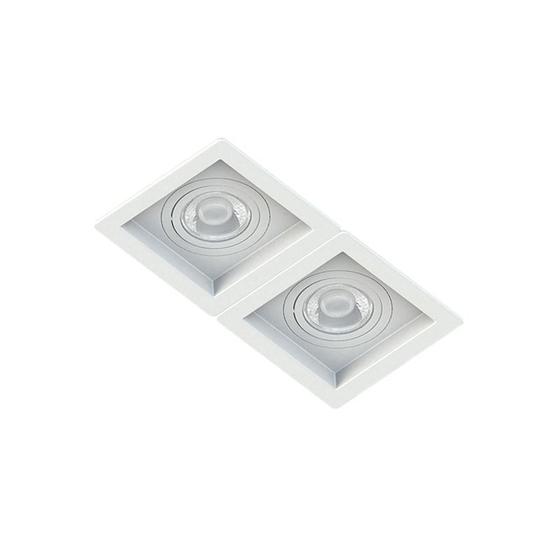 Imagem de Spot Duplo Embutir Quadrado Recuado Branco Para Dicróica Gu10 Mr16