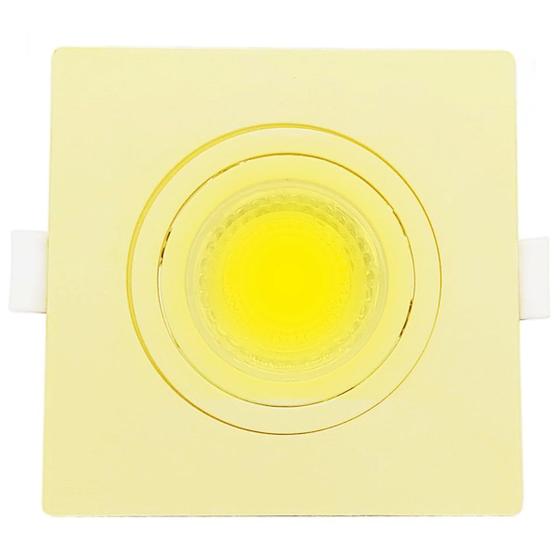 Imagem de Spot Emb Quadrado Amarelo 10Cm Incluso Lâmp Led Amarela 4W