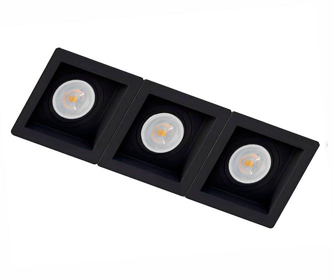 Spot Embutir Triplo Quadrado Recuado MR16 Preto + Lamp BQ - Decorium Imagem de Spot Embutir Triplo Quadrado Recuado MR16 Preto + Lamp BQ