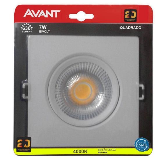 Imagem de Spot Led Cob Quadrado 7W Direcionável Bivolt Branco Neutro