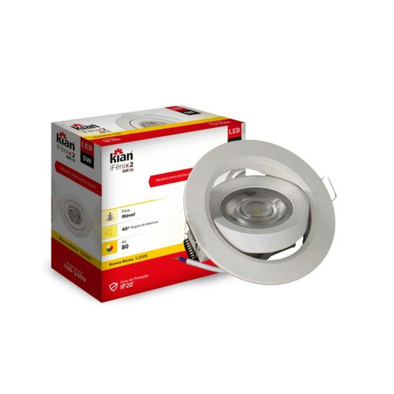 Imagem de Spot Led de Embutir Móvel Redondo Mr16 5w 6000k Economax Kian