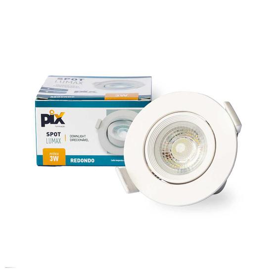 Imagem de Spot LED Embutir 3W Downlight Lumax Redondo 6500K Frio Pix Iluminação