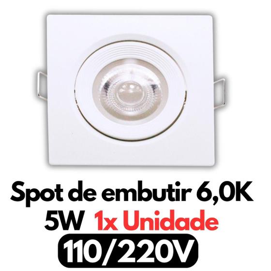 Imagem de Spot led Quadrado de Embutir 2 Led 5W 6,000K Sala Quarto Teto Banheiro Branco Moderno 110V220V Bivolt Direcionável Luz Supimpa Sanca Spots MR16 Mini