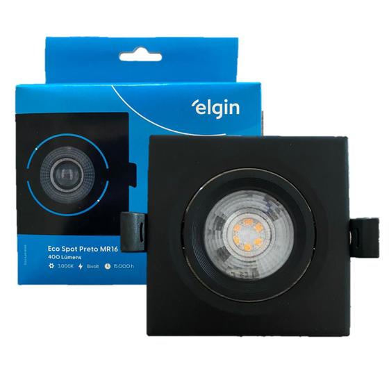 Imagem de Spot Led Quadrado PRETO Embutir 5W MR16 Branco Quente 3000K