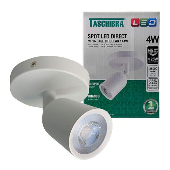 Imagem de Spot LED Taschibra Direct MR16 1X4W Branco - Base Circular