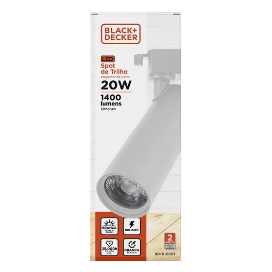 Imagem de Spot Led Trilho Branco 100-240V 6500K 20W IRC 80 Black+Decker