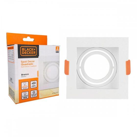 Imagem de Spot Para Lampada Dicroica Black+Decker Decor Quadrado Mr16 Branco - Bds3-0007