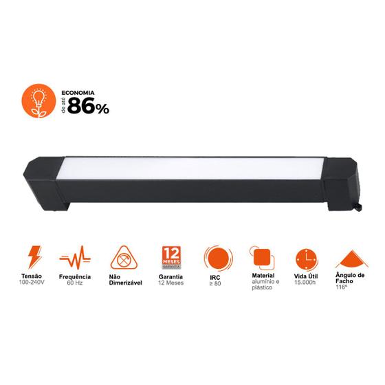 Imagem de Spot para Trilho Linear Difusa 20W 2700K Preto Black+Decker