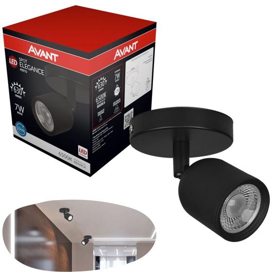 Imagem de spot sobrepor preto LED direcionável 7w elegance avant