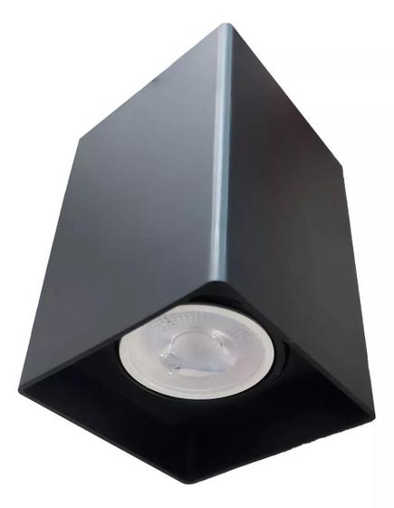 Imagem de Spot Sobrepor Quadrado P/ Lâmpada Dicroica Gu10 Mr16 Bivolt Cor Preto 110V/220V - RG LED