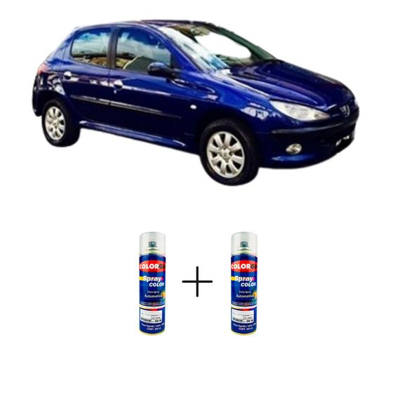 Imagem de Spray automotivo azul da china perol - ege peugeot + verniz spray 300ml