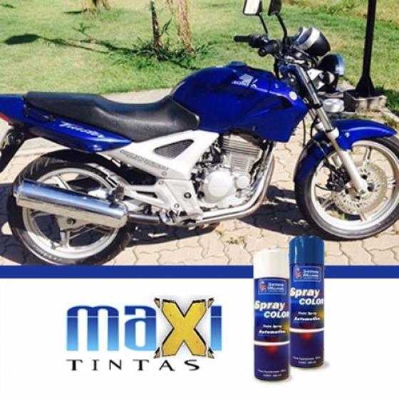 Imagem de Spray automotivo azul twister honda motos + verniz spray 300ml