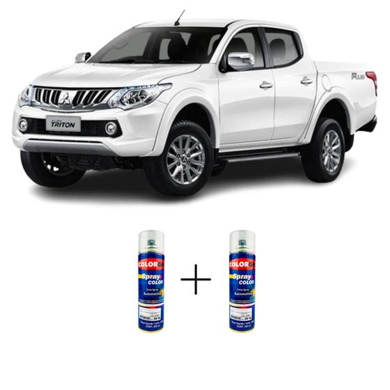 Imagem de SPRAY AUTOMOTIVO Branco Alpino Lisa - W11 Mitsubishi + SPRAY VERNIZ 300ML