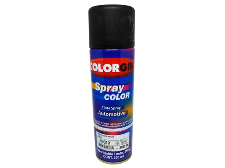 Imagem de Spray Automotivo Colorgin Preto Fosco 300ml