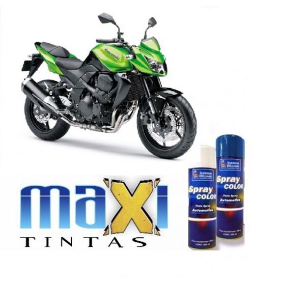 Imagem de Spray automotivo verde kawasaki perolizado + spray verniz 300ml