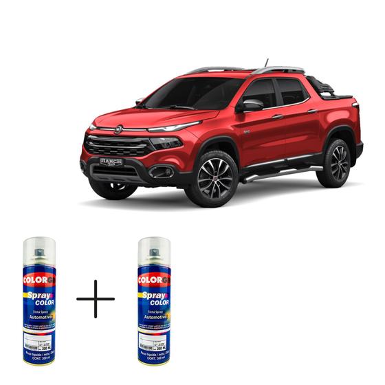 Imagem de Spray automotivo vermelho colorado jeep/fiat + verniz spray 300ml