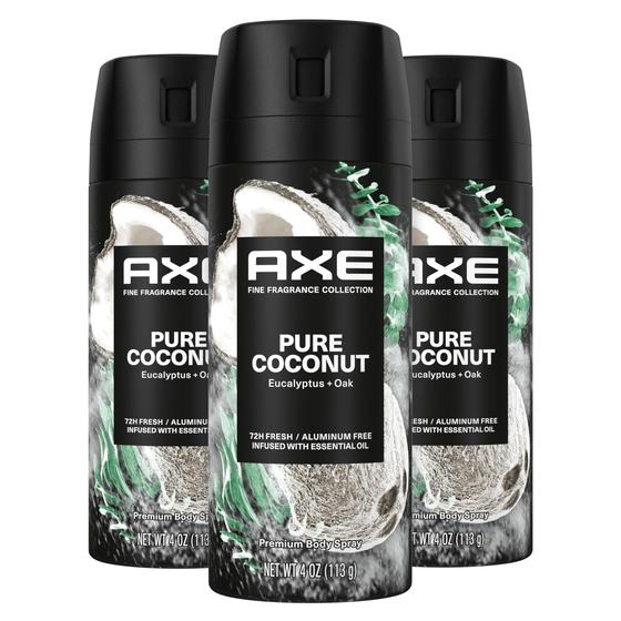 Imagem de Spray corporal desodorante AXE Fine Fragrance Pure Coconut 120 ml, pacote com 3