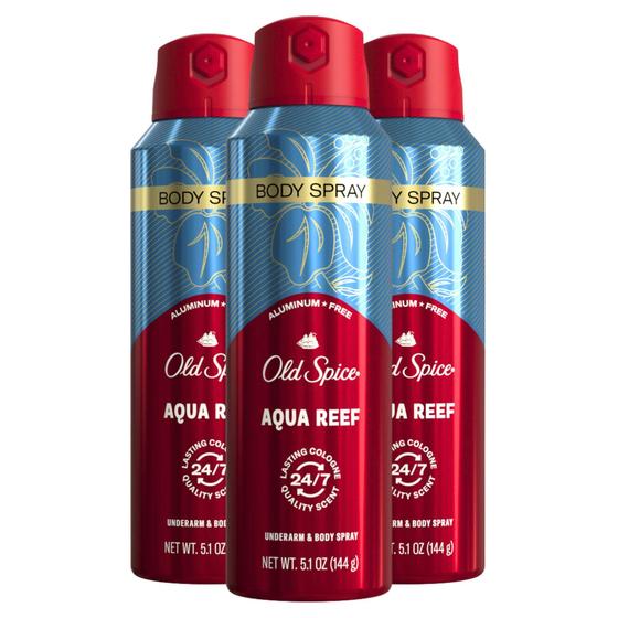 Imagem de Spray corporal Old Spice Aluminium Free Aqua Reef 150 ml (pacote com 3)