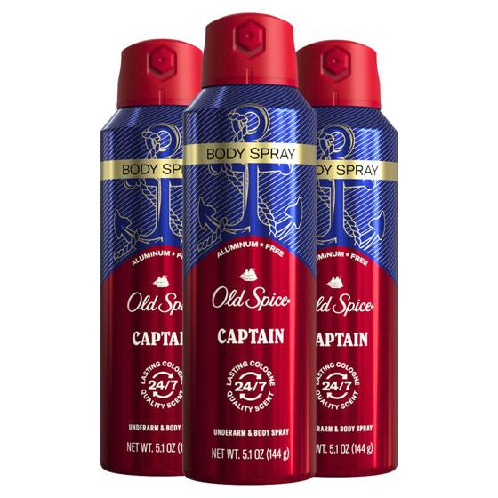 Imagem de Spray Corporal Old Spice Captain Sem Alumínio - 150ml (Kit com 3)