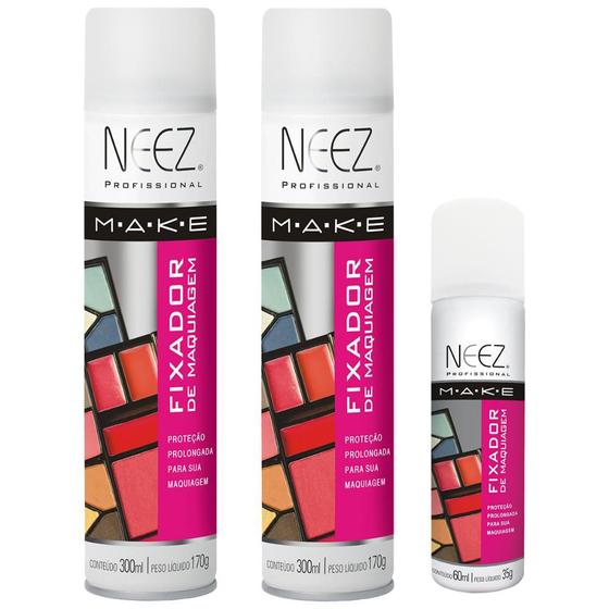 Imagem de Spray Fixador de Maquiagem Neez Profissional Kit 2 und de 300ml + 1 Pocket 50ml