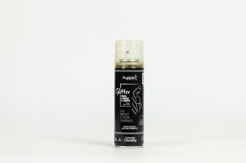 Imagem de Spray Glitter para Cabelo e Corpo Brilho Dourado - 135ml - Popper
