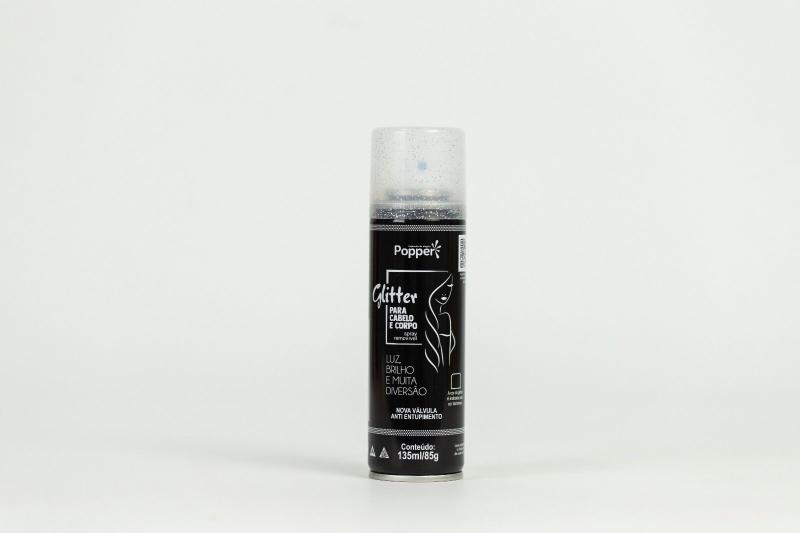Spray Glitter para Cabelo e Corpo Brilho Prata - 135ml - Popper Imagem de Spray Glitter para Cabelo e Corpo Brilho Prata - 135ml