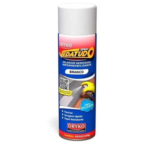 Imagem de Spray Impermeabilizante Vedatudo Branco 400Ml - SPRAYIMP-BRANCO - DRYKO